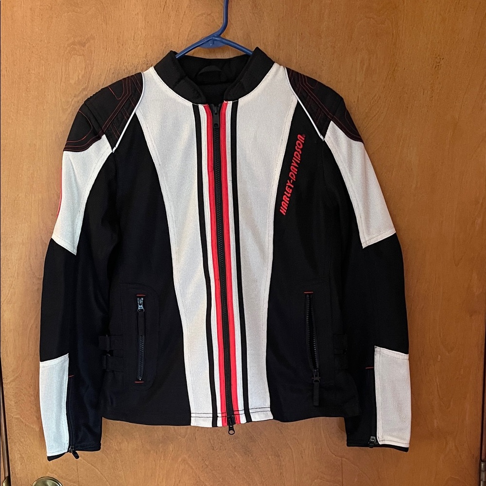 Harley-Davidson Black and White Jacket with Red Stripes